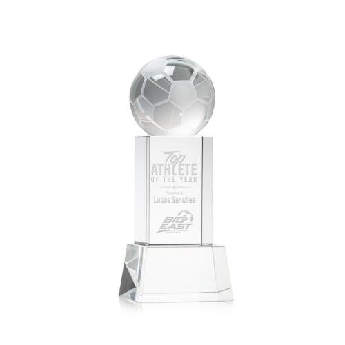 Awards and Trophies - Crystal Awards - Soccer Ball Clear on Belcroft Base Globe Crystal Award