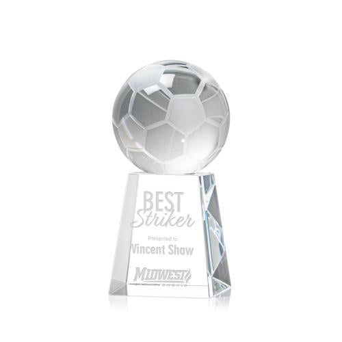 Awards and Trophies - Crystal Awards - Soccer Ball Globe on Celestina Base Crystal Award