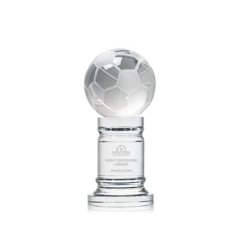 Awards and Trophies - Crystal Awards - Soccer Ball Globe on Colverstone Base Crystal Award