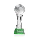 Soccer Ball Green on Grafton Base Globe Crystal Award