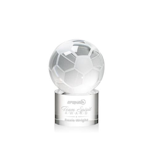 Awards and Trophies - Crystal Awards - Soccer Ball Globe on Marvel Base Crystal Award
