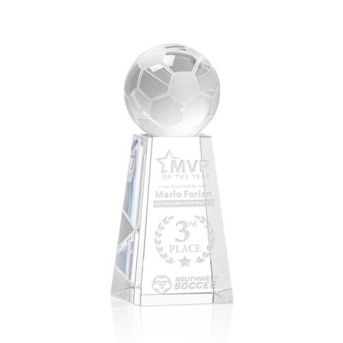 Awards and Trophies - Crystal Awards - Soccer Ball Globe on Novita Base Crystal Award
