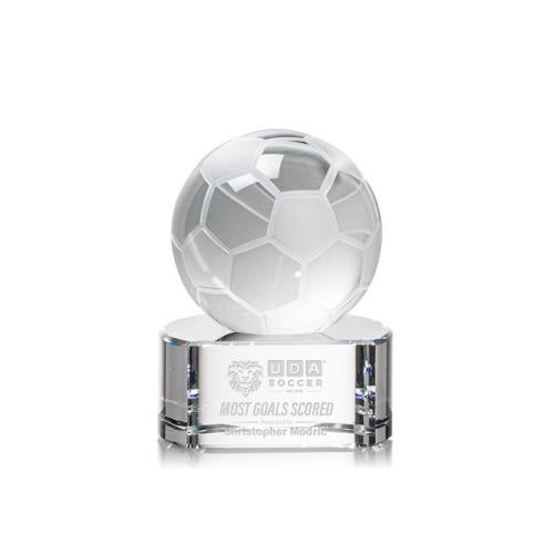 Awards and Trophies - Crystal Awards - Soccer Ball Globe on Paragon Base Crystal Award