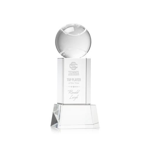 Awards and Trophies - Crystal Awards - Tennis Ball Clear on Belcroft Base Globe Crystal Award