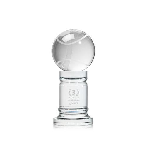 Awards and Trophies - Crystal Awards - Tennis Ball Globe on Colverstone Base Crystal Award