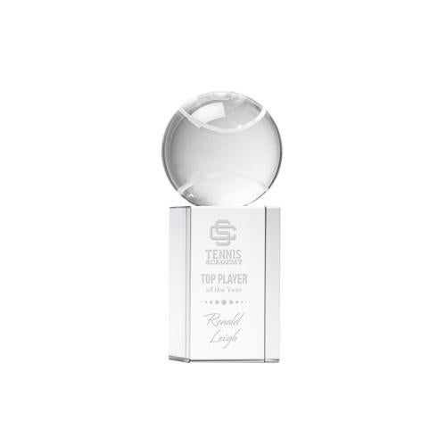 Awards and Trophies - Crystal Awards - Tennis Ball Globe on Dakota Base Crystal Award