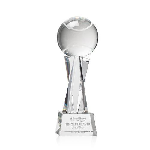 Awards and Trophies - Crystal Awards - Tennis Ball Clear on Grafton Base Globe Crystal Award