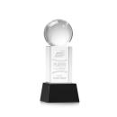 Baseball Black on Belcroft Base Globe Crystal Award