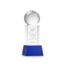 Baseball Blue on Belcroft Base Globe Crystal Award