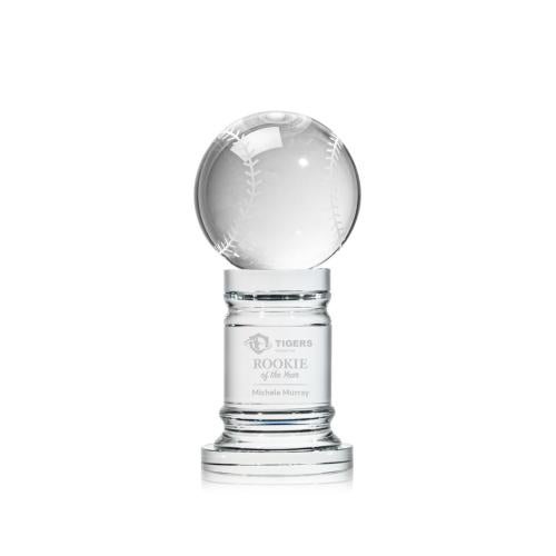 Awards and Trophies - Crystal Awards - Baseball Globe on Colverstone Base Crystal Award