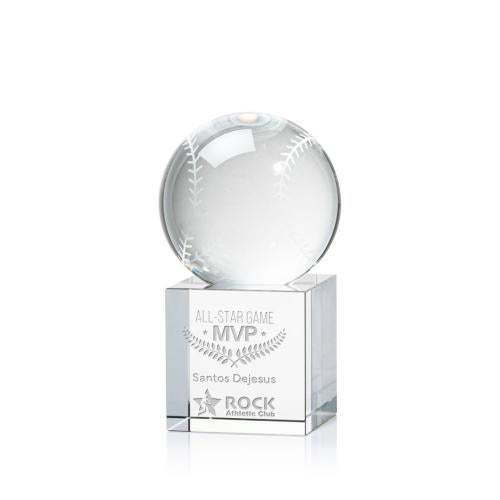 Awards and Trophies - Crystal Awards - Baseball Globe on Granby Base Crystal Award