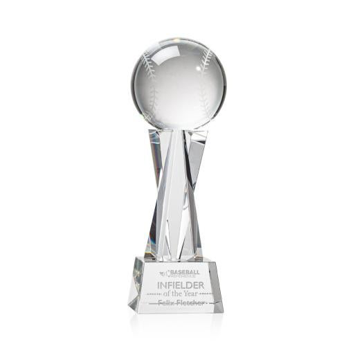 Awards and Trophies - Crystal Awards - Baseball Clear on Grafton Base Globe Crystal Award