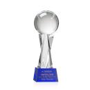 Baseball Blue on Grafton Base Globe Crystal Award