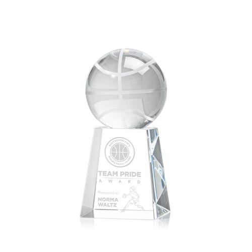 Awards and Trophies - Crystal Awards - Basketball Globe on Celestina Base Crystal Award