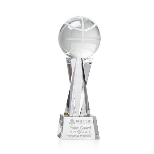 Awards and Trophies - Crystal Awards - Basketball Clear on Grafton Base Globe Crystal Award