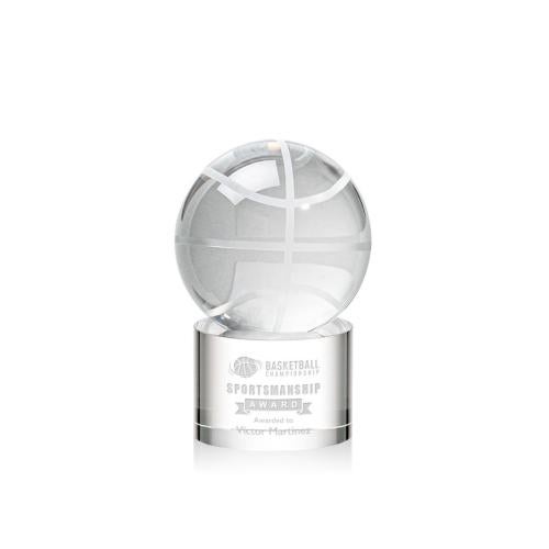 Awards and Trophies - Crystal Awards - Basketball Globe on Marvel Base Crystal Award