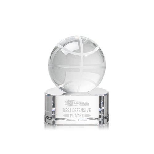 Awards and Trophies - Crystal Awards - Basketball Globe on Paragon Base Crystal Award