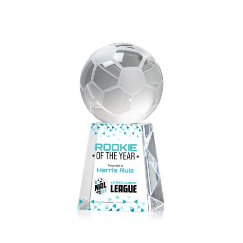 Awards and Trophies - Crystal Awards - Soccer Ball Full Color Globe on Celestina Crystal Award