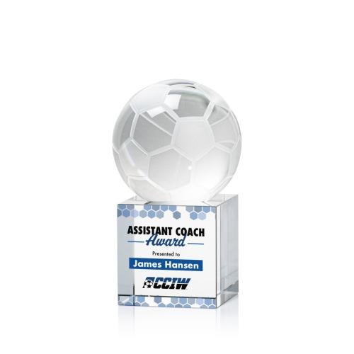 Awards and Trophies - Crystal Awards - Soccer Ball Full Color Globe on Granby Crystal Award