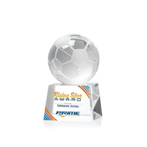 Awards and Trophies - Crystal Awards - Soccer Ball Full Color Globe on Robson Crystal Award