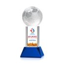 Soccer Ball Full Color Blue on Stowe Globe Crystal Award