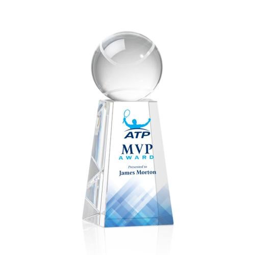 Awards and Trophies - Crystal Awards - Tennis Ball Full Color Globe on Novita Crystal Award