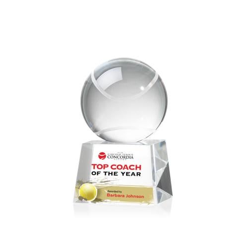 Awards and Trophies - Crystal Awards - Tennis Ball Full Color Globe on Robson Crystal Award