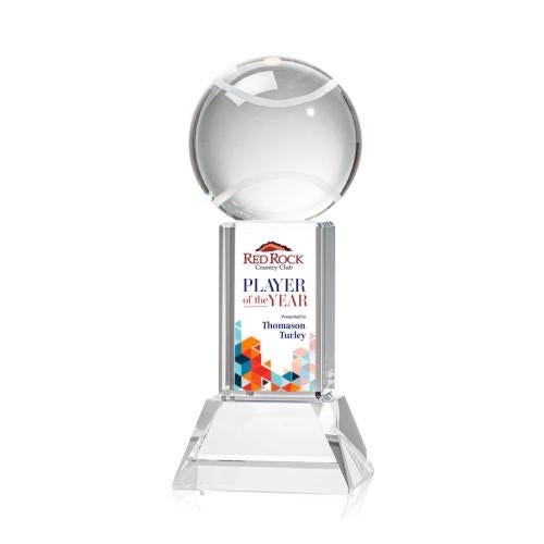 Awards and Trophies - Crystal Awards - Tennis Ball Full Color Clear on Stowe Globe Crystal Award