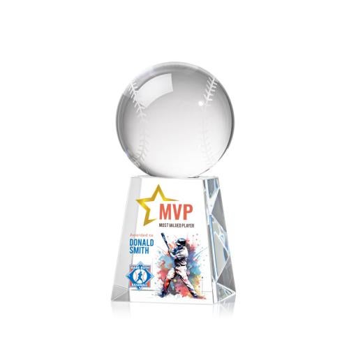 Awards and Trophies - Crystal Awards - Baseball Full Color Globe on Celestina Crystal Award