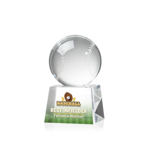 Awards and Trophies - Crystal Awards - Baseball Full Color Globe on Robson Crystal Award