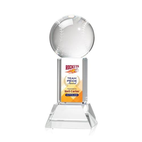 Awards and Trophies - Crystal Awards - Baseball Full Color Clear on Stowe Globe Crystal Award