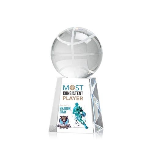 Awards and Trophies - Crystal Awards - Basketball Full Color Globe on Celestina Crystal Award