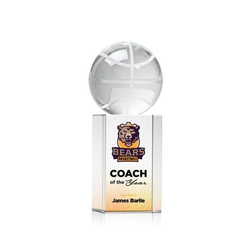 Awards and Trophies - Crystal Awards - Basketball Full Color Globe on Dakota Crystal Award