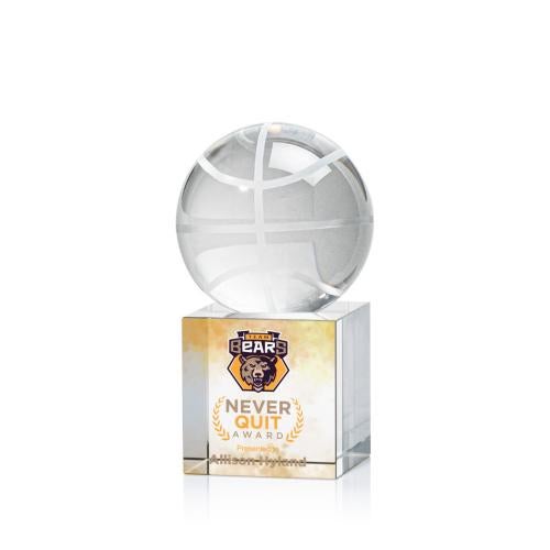 Awards and Trophies - Crystal Awards - Basketball Full Color Globe on Granby Crystal Award