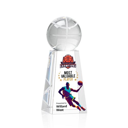 Awards and Trophies - Crystal Awards - Basketball Full Color Globe on Novita Crystal Award