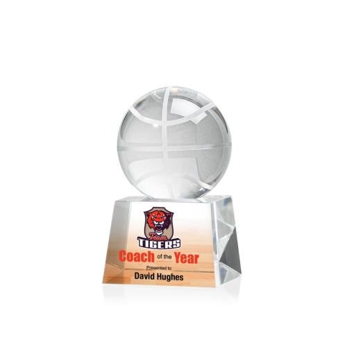 Awards and Trophies - Crystal Awards - Basketball Full Color Globe on Robson Crystal Award