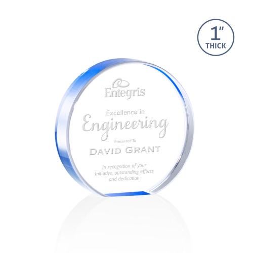Awards and Trophies - Acrylic Awards - Narita Blue Circle Acrylic Award