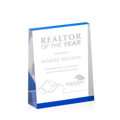 Awards and Trophies - Acrylic Awards - Lansing Rectangle -Blue (Vert) Acrylic Award