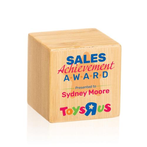 Awards and Trophies - Eco and Wood Awards - Kenilworth Full Color Cube Square / Cube Wood Award