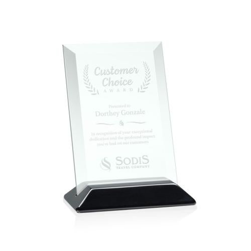 Awards and Trophies - Crystal Awards - Glass Awards - Embassy Jade/Black (Vert) Rectangle Glass Award