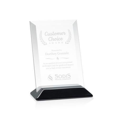 Awards and Trophies - Crystal Awards - Embassy Starfire/Black (Vert) Rectangle Crystal Award