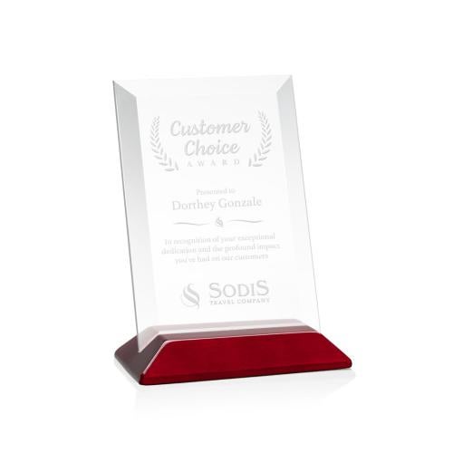Awards and Trophies - Crystal Awards - Embassy Starfire/Rosewood (Vert) Rectangle Crystal Award