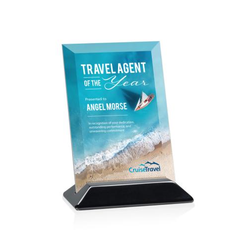 Awards and Trophies - Crystal Awards - Embassy Full Color Starfire/Black (Vert) Rectangle Crystal Award