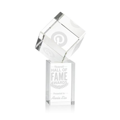 Awards and Trophies - Crystal Awards - Burrill Square / Cube on Dakota Base Crystal Award