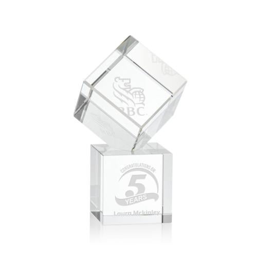 Awards and Trophies - Crystal Awards - Burrill Square / Cube on Granby Base Crystal Award