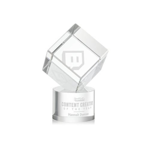 Awards and Trophies - Crystal Awards - Burrill Clear on Marvel Base Square / Cube Crystal Award