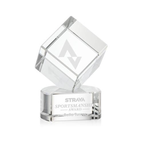 Awards and Trophies - Crystal Awards - Burrill Clear on Paragon Base Square / Cube Crystal Award