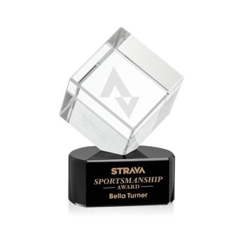 Awards and Trophies - Crystal Awards - Burrill Black on Paragon Base Square / Cube Crystal Award