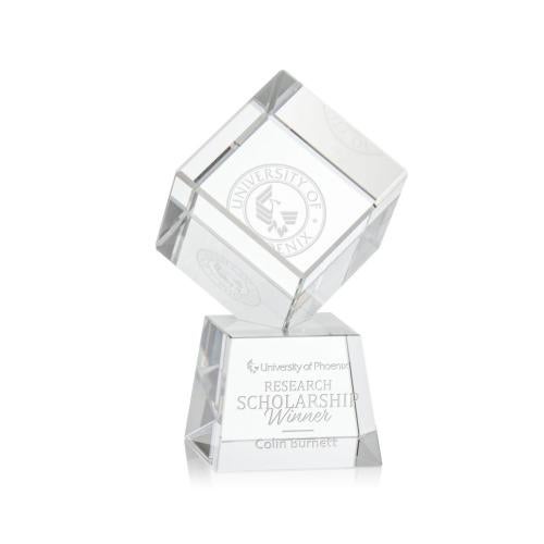 Awards and Trophies - Crystal Awards - Burrill Clear on Robson Base Square / Cube Crystal Award