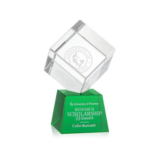 Awards and Trophies - Crystal Awards - Burrill Green on Robson Base Square / Cube Crystal Award